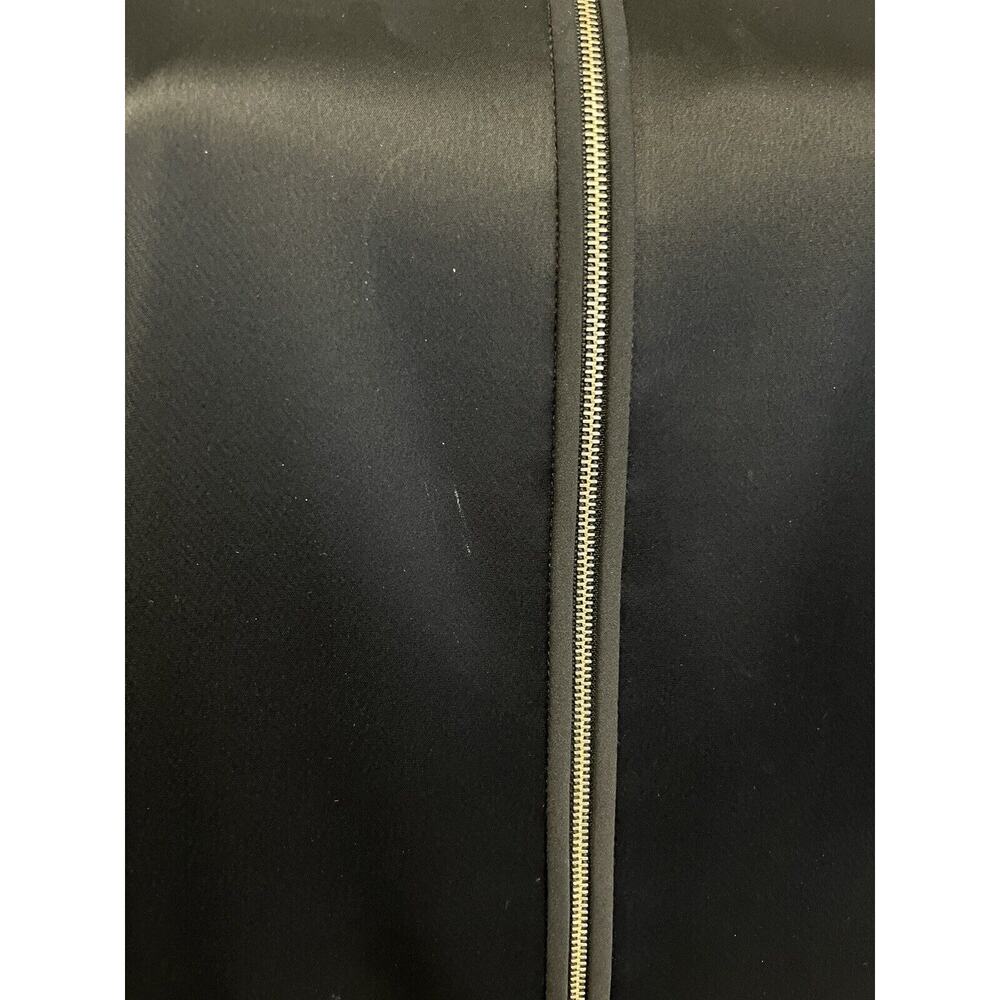 LAFAYETTE 148 Black Velvet Trimmed Brea Satin Sweater Bomber Jacket Size M - Picture 3 of 5
